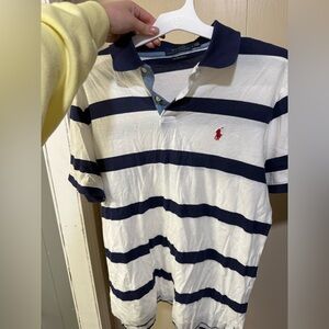 Ralph Lauren Men's Polo in Navy and White Stripes